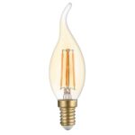 LED КРУШКА ФИЛАМЕНТ КЕНДЪЛ ТИП 4W 400LM E14 175-265V ДИМИРАЩА 2700K ПОЗЛАТЕНО СТЪКЛО