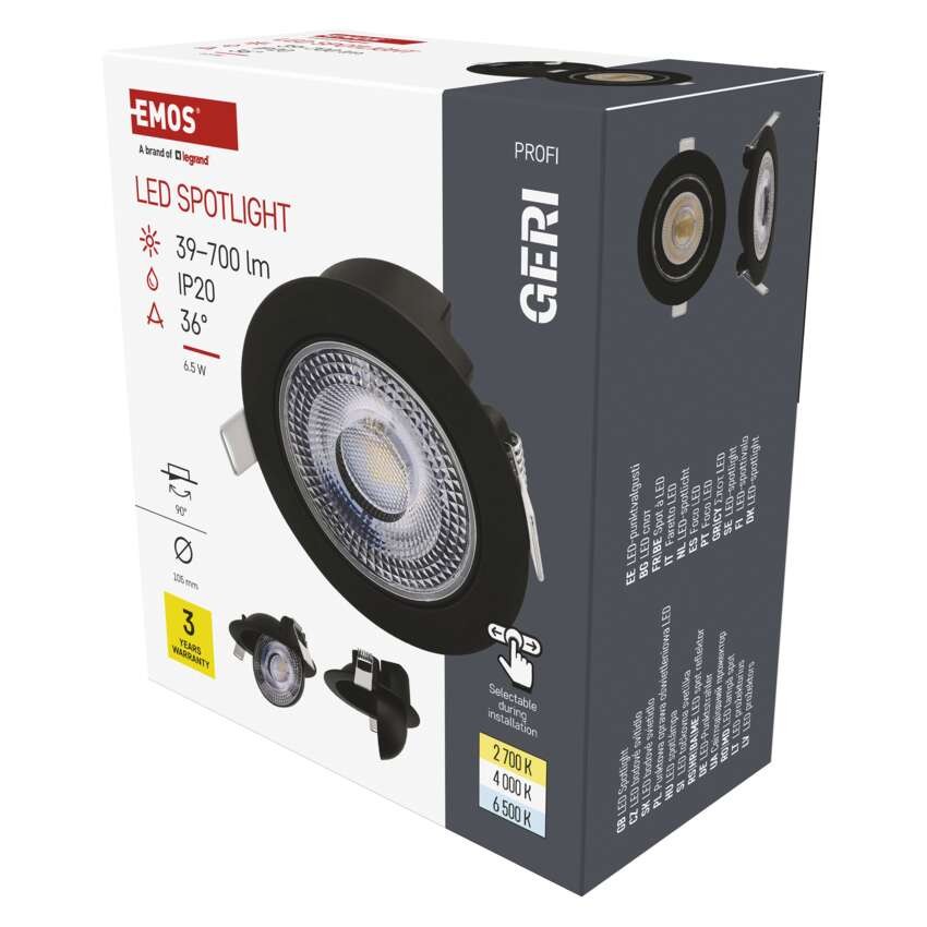 3654539 EMOS LED СПОТ GERI 6,5W 700LM IP20 CCT B - Image 1