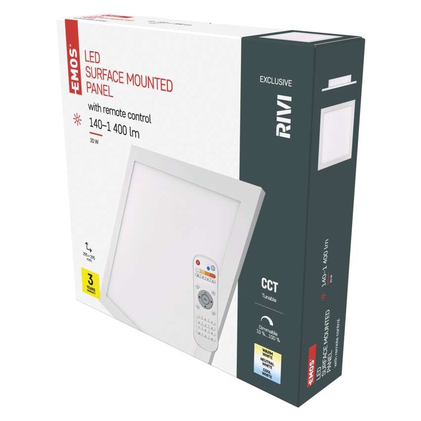 3732931 EMOS LED P. RIVI 30×30 20W IP20 ДИМЕР.TUN.CCT УПР. - Image 1