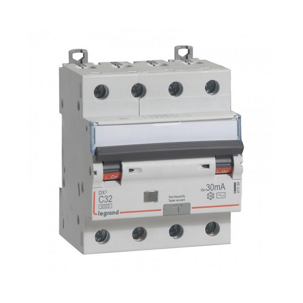 411189.small 411189 Комбинирана дефектнотокова защита DX³ RCBO 4P C32, 30mA, 10kA, AC type, Legrand - Image 1