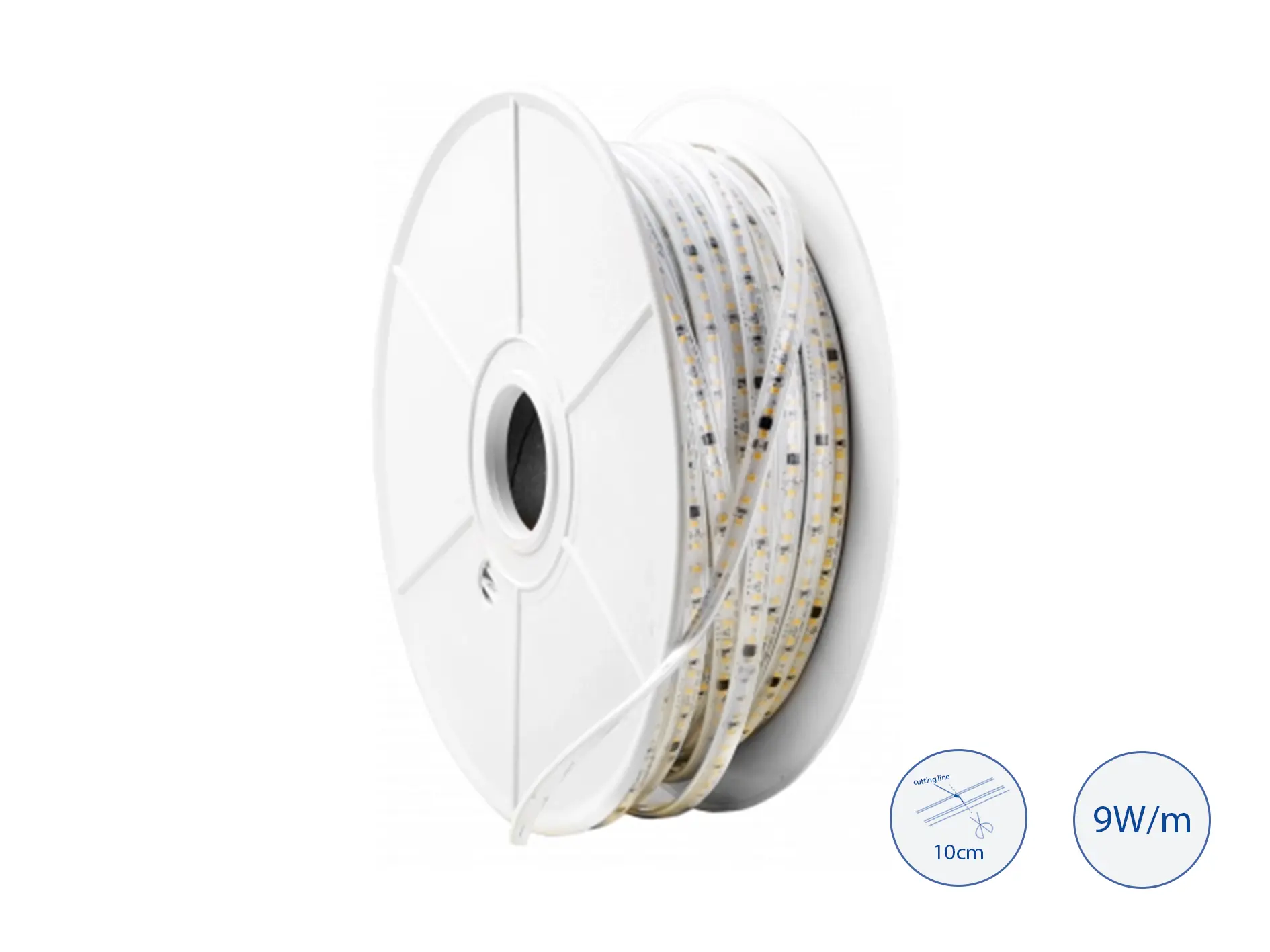 4951-1 1m LED ЛЕНТА 220V 9W/m 900LM/m 120SMD/m 2835 3000K – IP65 - Image 1