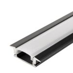 АЛУМИНИЕВ ПРОФИЛ ЗА LED ЛЕНТА ЧЕРНО ТЯЛО/БЯЛ РАЗСЕЙВАТЕЛ 2m 24.7×7.4mm ЗА ВГРАЖДАНЕ