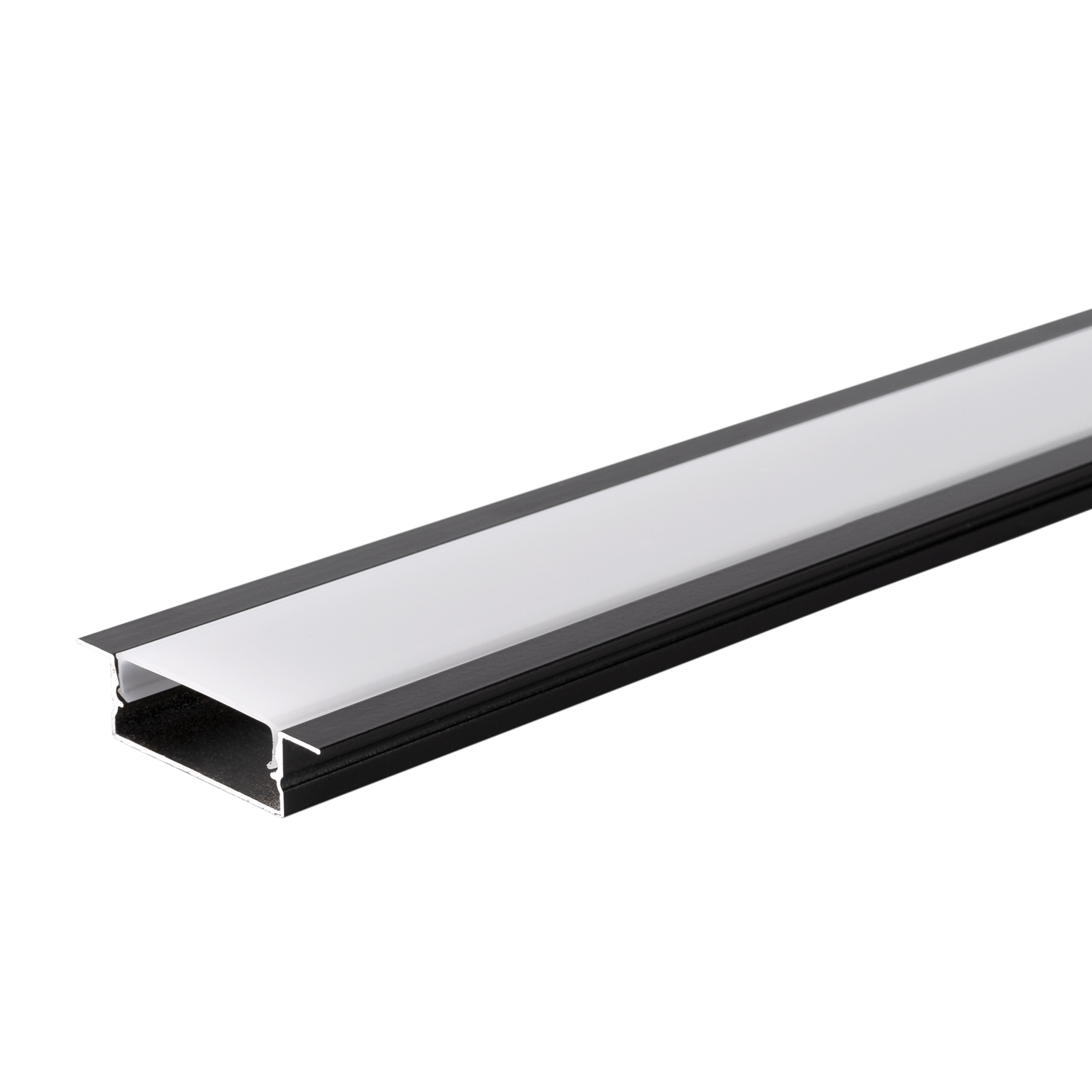 5119 АЛУМИНИЕВ ПРОФИЛ ЗА LED ЛЕНТА ЧЕРНО ТЯЛО/БЯЛ РАЗСЕЙВАТЕЛ 2m 41х10mm ЗА ВГРАЖДАНЕ - Image 1