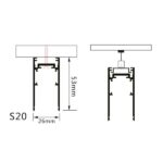 МАГНИТНА ИНТЕРИОРНА РЕЛСА ЗА ПОВЪРХНОСТЕН/ВИСЯЩ МОНТАЖ 1.5m S20 - Image 3