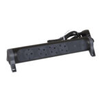 694511 Legrand Разклонител PRE, шуко, 4X2P+E, защита пренапрежение, 1,5м. кабел, черно/сиво