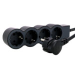 694553 Legrand Разклонител STD, шуко, 4X2P+E, 1,5м. кабел, черно/сиво