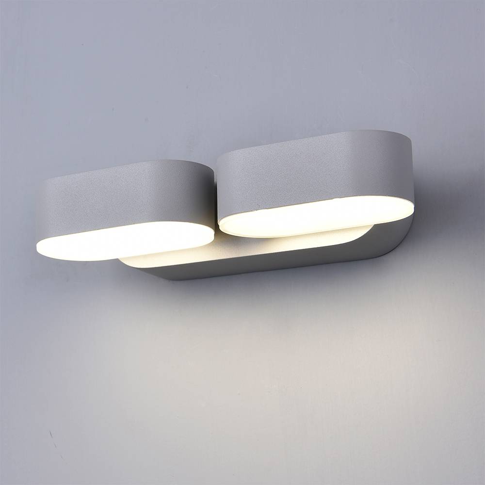 7483 LED СТЕНЕН ОСВЕТИТЕЛ EPISTAR 2x6W 1320LM СИВО ТЯЛО 3000K IP54 - Image 1