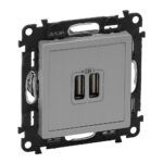 753312 Legrand Двоен контакт USB 5 V 1500 mA без рамка Valena life алуминий