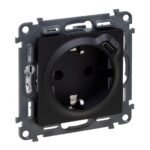 756335 Legrand Контакт шуко 2P+E, USB C, Valena life Черен мат