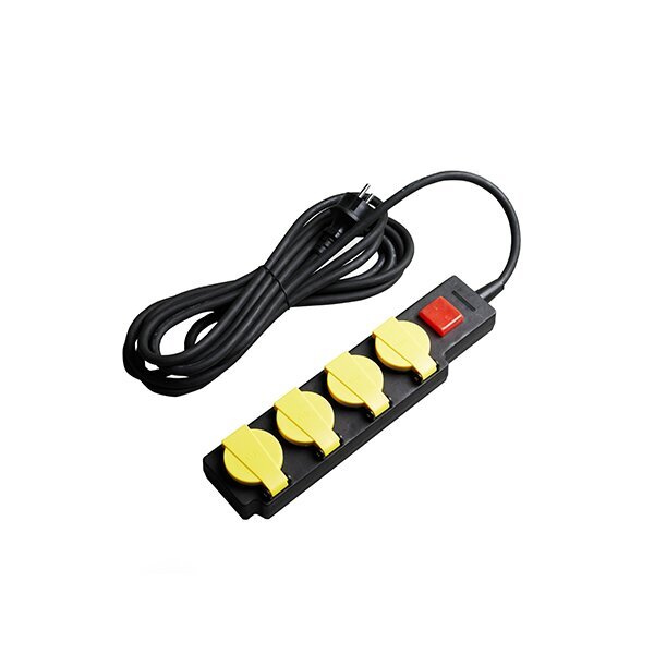 7613 РАЗКЛОНИТЕЛ 4-ГНЕЗДА+КЛЮЧ Max3500W 250V/16A H07RN3G1.5mm-5M IP44 – ЖЪЛТ+ЧЕРЕН - Image 1