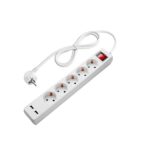РАЗКЛОНИТЕЛ 5 ГНЕЗДА+КЛЮЧ Max3500W 250V/16A 2USB(2.1A TOTAL) H05VV-F3G1.5mm-1.5M- БЯЛ
