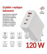 GaN USB зарядно за стена, PD 120W, тип A + три порта C - Image 3