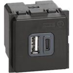K4287C2 - USB розетка тип A и C за бързо зареждане 5Vdc 110÷230V захранване, 2M Bticino Living now