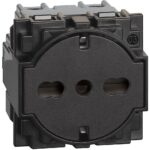 KG4140A16F - Комб. контакт плосък 2P+E 16A 250V,детска з-а,итал./ немски,черен 2M Bticino Living now