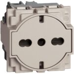 KM4140A16F - Комб. контакт плосък 2P+E 16A 250V,детска з-а,итал./немски,пясък 2M Bticino Living now