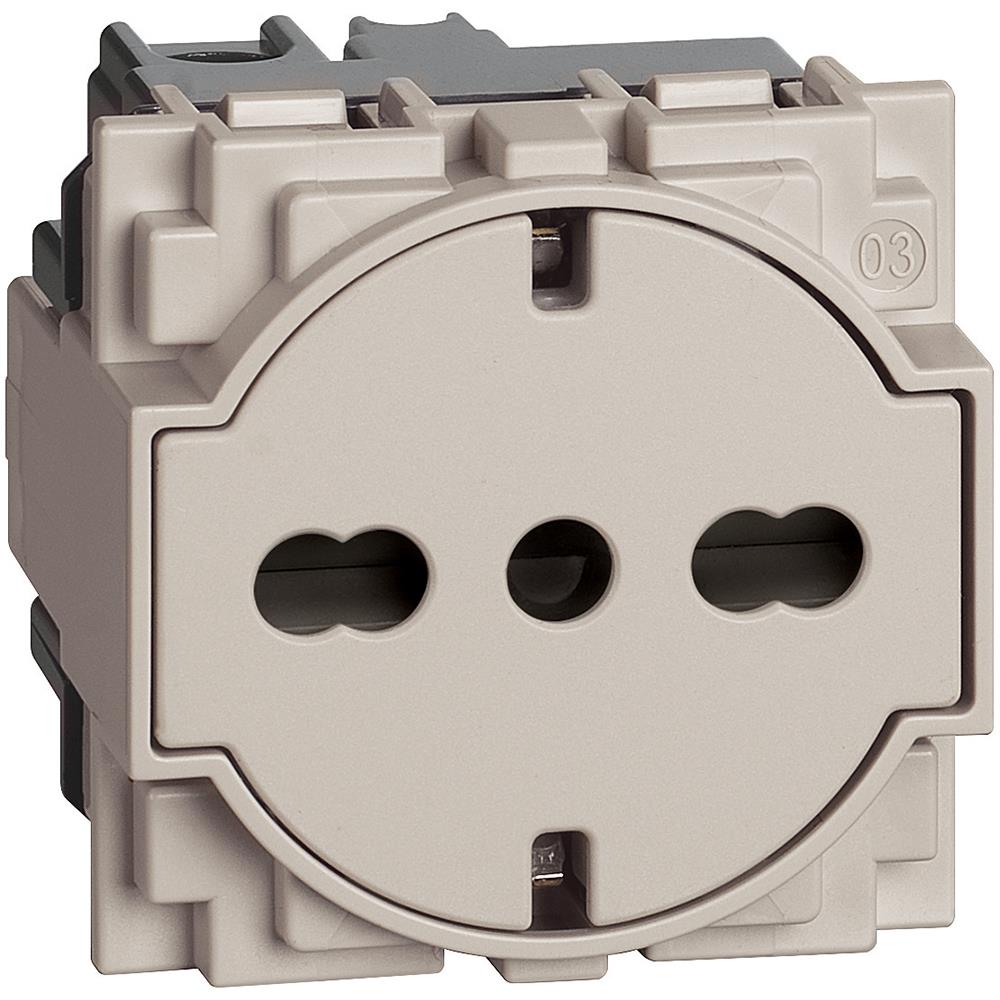 KM4140A16F.small KM4140A16F - Комб. контакт плосък 2P+E 16A 250V,детска з-а,итал./немски,пясък 2M Bticino Living now - Image 1