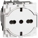 KW4140A16F - Комб. контакт плосък 2P+E 16A 250V,детска з-а,итал./ немски,бял 2M Bticino Living now