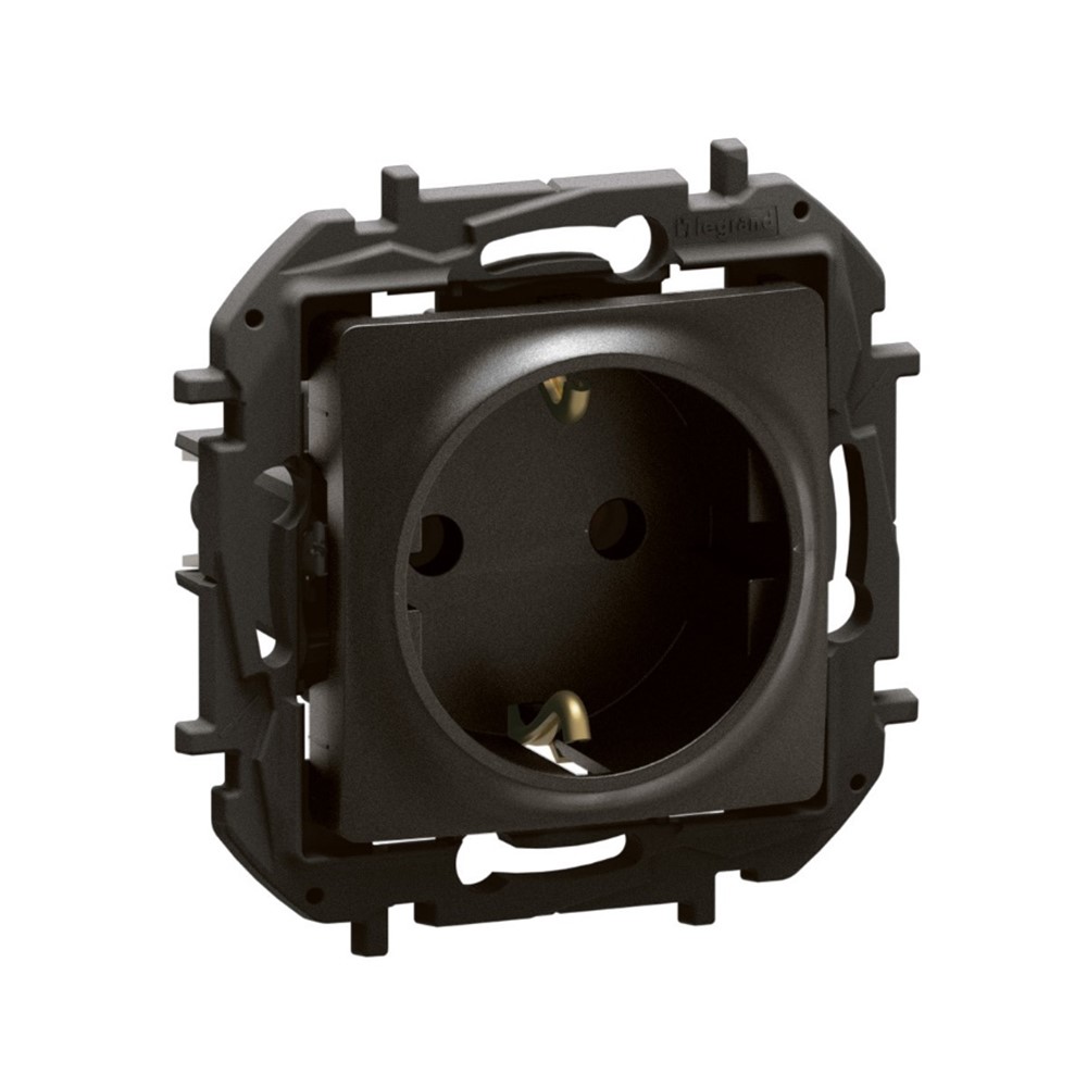NP3121BK.small NP3121BK Контакт Schuko Niloe NEW, 2P+E винт. клеми, без детска защита, черен, Legrand - Image 1