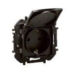 NP3129BK Контакт IP44 Schuko Niloe NEW, 2P+E винт. клеми, капак, детска защита, черен, Legrand