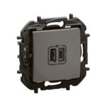 NP3403MG Контакт 2xUSB Niloe NEW, A+C, 15W 3A, бързо зареждане, сив, Legrand