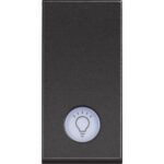 RG4001LA Еднополюсен ключ 1P 10AX 250Va,  LED индикатор 230V, 1M, символ лампа, черен, Bticino