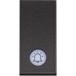 RG4042V12 Бутон 1P 10 A - 250V с LED индикатор 12/24V,1M, символ звънец, Черен Bticino Classia