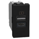 YD4191AC USB Зарядно Light Now, Type A/C 1М, dark, Bticino