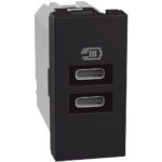 YD4191CC USB Зарядно Light Now, Type C/C 1M, dark, Bticino