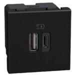 YD4287C2 USB Зарядно Light Now, Type A/C 2М, dark, Bticino