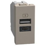 YG4191AC USB Зарядно Light Now, Type A/C 1М, stone, Bticino