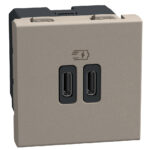 YG4286C2 USB Зарядно Light Now, Type C/C 2М, stone, Bticino