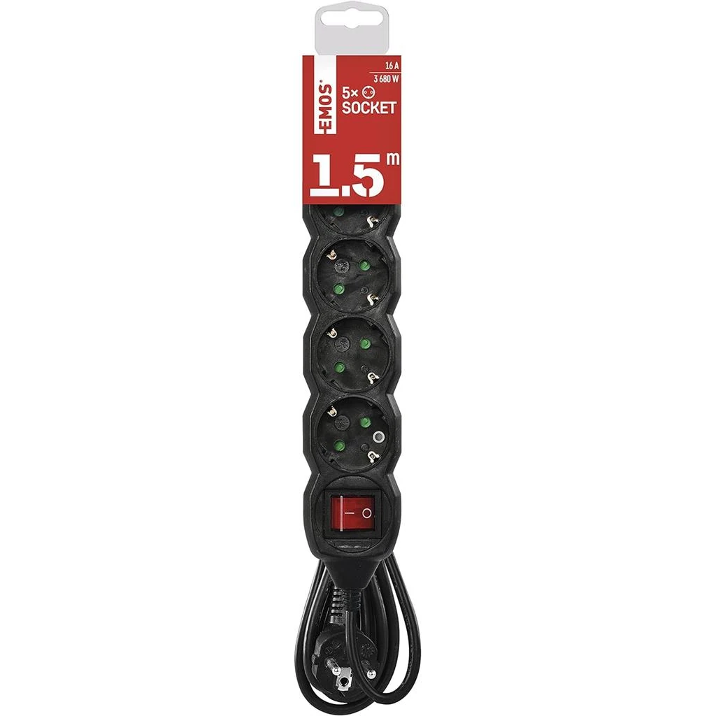 EMOS РАЗКЛОНИТЕЛ 5S 1,5M 1,5MM SW. ЧЕРЕН ШУКО