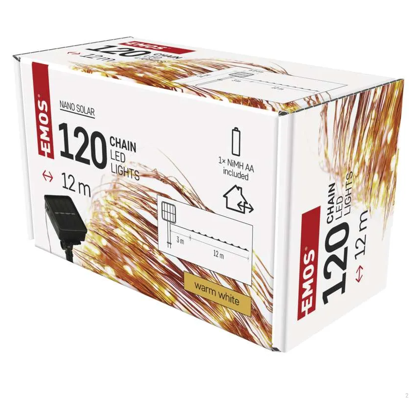 120LED NANO СОЛАРНА 12М ТОПЛА СВЕТЛИНА - Image 1