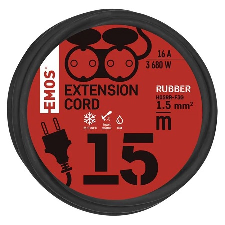 EMOS УДЪЛЖИТЕЛ 2S 15M 1,5MM ГУМЕН IP44 ШУКО - Image 1